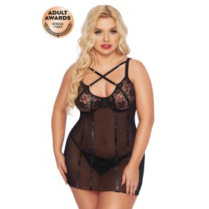 Ночная сорочка и стринги SoftLine Collection Cornelia, черный, XXL (иной угол)