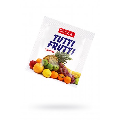 Съедобная гель-смазка TUTTI-FRUTTI для орального секса со вкусом экзотических фруктов ,4гр по 20 шт в упаковке
