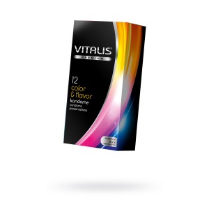 Презервативы VITALIS PREMIUM №12 color and flavor - цветные/ароматизированные (ширина 53mm) Презервативы VITALIS PREMIUM №12 color and flavor - цветные/ароматизированные (ширина 53mm) (иной угол)