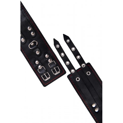 Оковы с двумя ремнями и черной подкладкои Pecado BDSM, натуральная кожа, черные