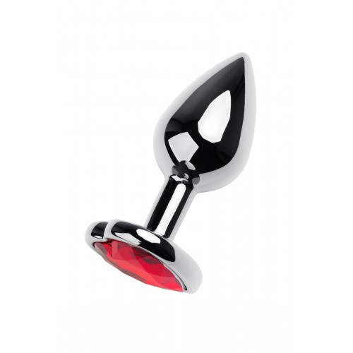 Анальный страз Metal by TOYFA, металл, серебристый, с кристаллом цвета рубин, 7 см, Ø 2,7 см, 50 г