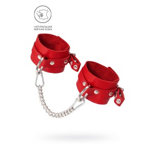 Оковы Pecado BDSM, мягкие с люверсами, натуральная кожа, красные (иной угол)