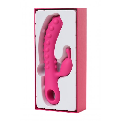 Вибратор с клиторальным стимулятором KOKOS SMON, силикон, розовый, 23 см, Ø 3,5 см