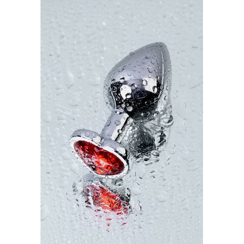 Анальный страз Metal by TOYFA, металл, серебристый, с кристаллом цвета рубин, 7 см, Ø 2,7 см, 50 г