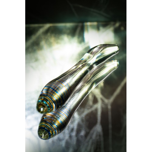 Двусторонний фаллоимитатор Sexus Glass, стекло, прозрачный, 22 см