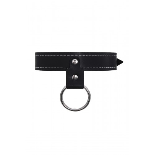 Ошейник однослойный узкий Pecado BDSM, натуральная кожа, черный