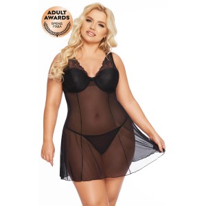 Комбинация и стринги SoftLine Collection Berta, черный, XL (иной угол)