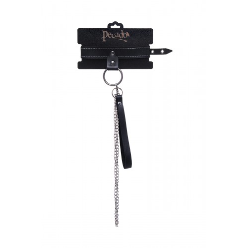 Ошейник однослойный узкий Pecado BDSM, натуральная кожа, черный