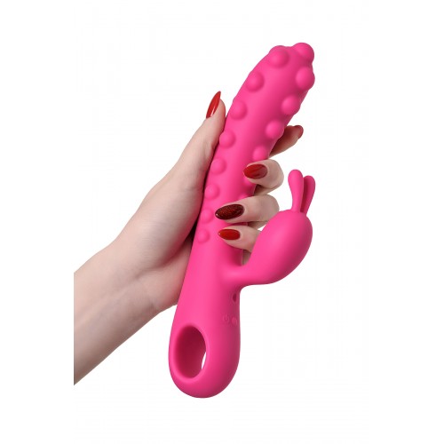 Вибратор с клиторальным стимулятором KOKOS SMON, силикон, розовый, 23 см, Ø 3,5 см