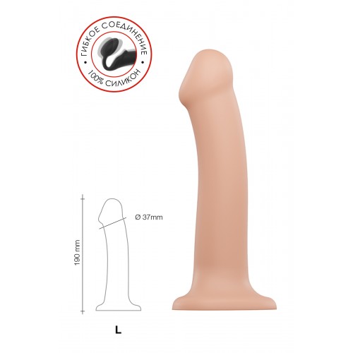 Ремневой нереалистичный страпон на присоске Strap-on-me, L, силикон, телесный, 19 см