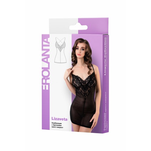 Комбинация Erolanta Lizaveta с бретелями крест-накрест, черная (46-48)