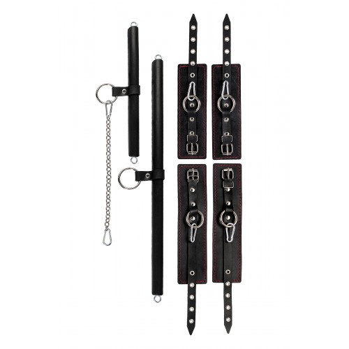 Бандажный набор 4 точки фиксации Pecado BDSM (большая распорка, маленькая распорка, оковы, наручники