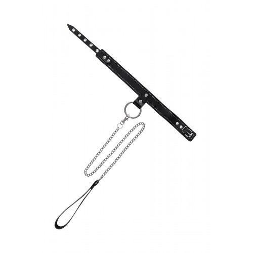 Ошейник однослойный узкий Pecado BDSM, натуральная кожа, черный