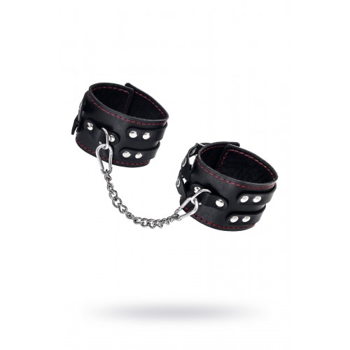 Оковы с двумя ремнями и черной подкладкои Pecado BDSM, натуральная кожа, черные