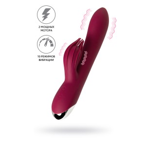 Вибратор с клиторальным стимулятором L'EROINA by TOYFA Sangra, силикон, бордовый, 20,5 см (иной угол)