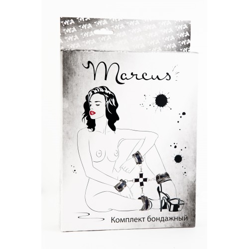 Кружевной бондажный комплект TOYFA Marcus (сцепка, наручники и оковы), серебряная