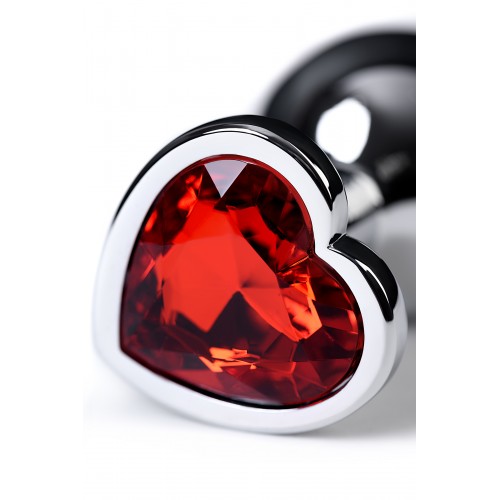 Анальный страз Metal by TOYFA, металл, серебристый, с кристаллом цвета рубин, 7 см, Ø 2,7 см, 50 г