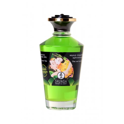 Масло для массажа Shunga Organic Exotic Green Tea, разогревающее, с ароматом зелёного чая, 100 мл
