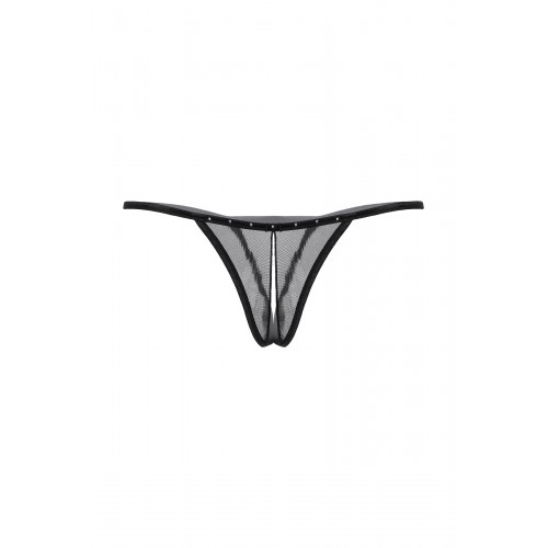 Стринги открытые со стразами SoftLine Collection, чёрный, S/L