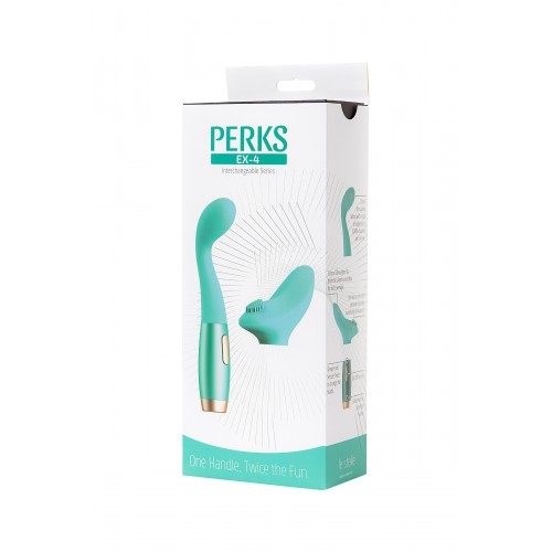 Нереалистичный вибратор Le Stelle PERKS SERIES EX-4, Силикон, Бирюзовый, 16,5 см