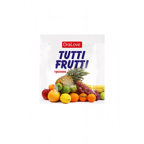 Съедобная гель-смазка TUTTI-FRUTTI для орального секса со вкусом экзотических фруктов ,4гр по 20 шт в упаковке
