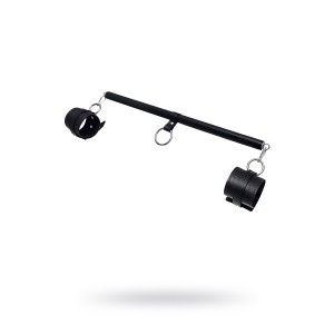 Бондажный набор Pecado BDSM, 3 точки фиксации, распорка, оковы, натуральная кожа, черный (иной угол)