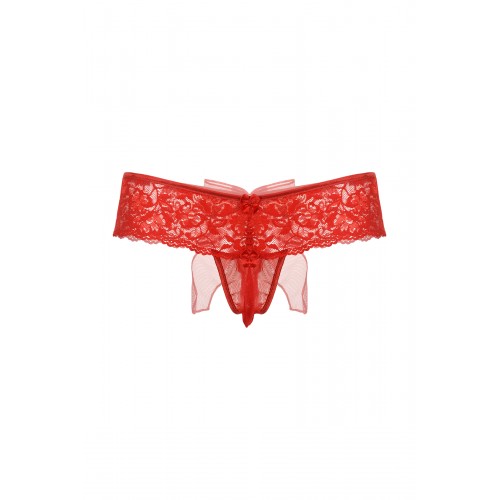 Шортики с бантиком открытые кружевные SoftLine Collection, красный, M/L