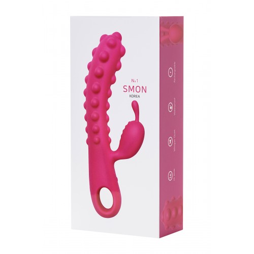 Вибратор с клиторальным стимулятором KOKOS SMON, силикон, розовый, 23 см, Ø 3,5 см