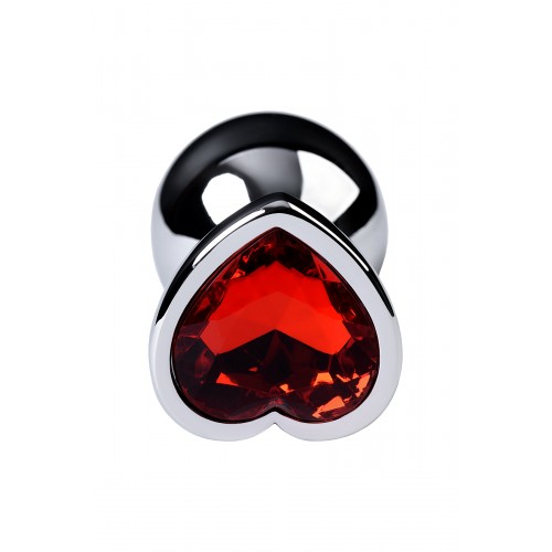 Анальный страз Metal by TOYFA, металл, серебристый, с кристаллом цвета рубин, 7 см, Ø 2,7 см, 50 г