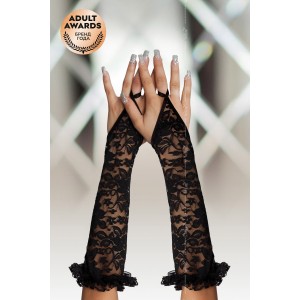 Перчатки кружевные длинные SoftLine Collection, черный, S/L (иной угол)