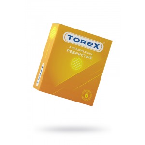 Презервативы Torex, ребристые, латекс, 18,5 см, 5,4 см, 3 шт.
