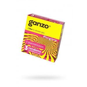 Презервативы Ganzo Long Love, с анестезирующим эффектом, латекс, 18 см, 3 шт