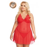 Комбинация и стринги SoftLine Collection Berta, красный, XXL