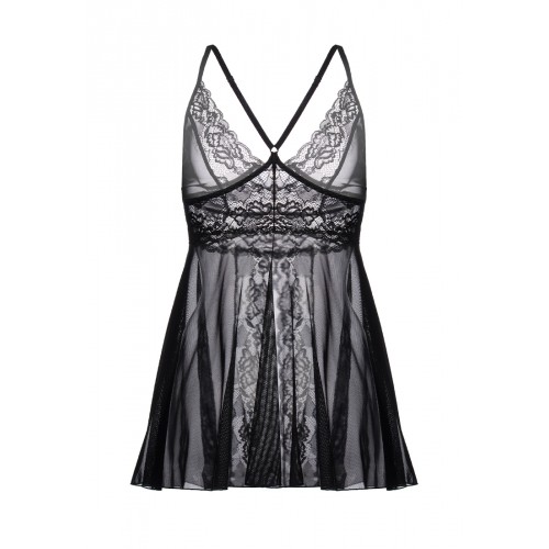 Комбинация бэби-долл с разрезом спереди Erolanta Nataliya, черная (46-48)