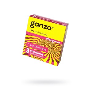 Презервативы Ganzo Long Love, с анестезирующим эффектом, латекс, 18 см, 3 шт (иной угол)
