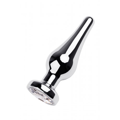 Анальный страз Metal by TOYFA, металл, серебристый, с кристаллом цвета алмаз, 10 см, Ø 3 см, 95 г