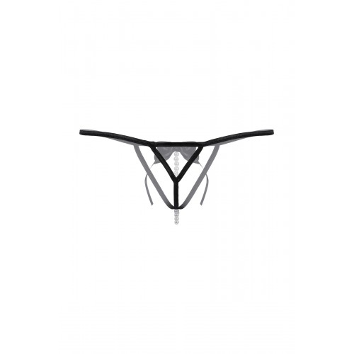 Стринги открытые с ниткой из бусин SoftLine Collection, черный, S/L