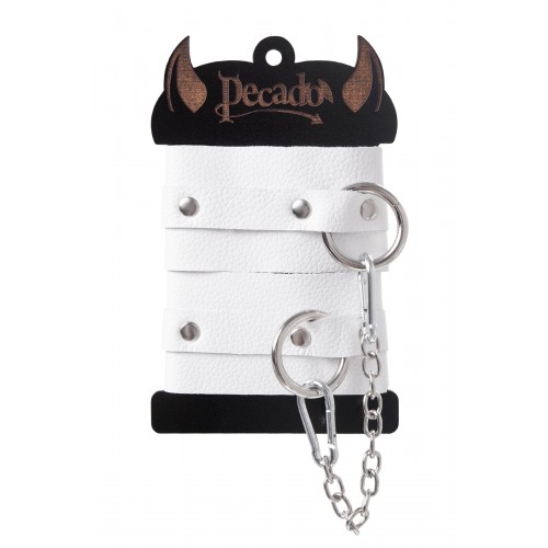 Оковы Pecado BDSM, мягкие с люверсами, натуральная кожа, белые