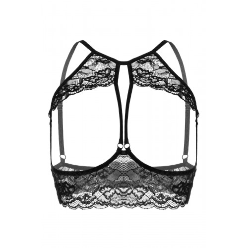 Эротический бралетт Erolanta Sandra с открытой грудью кружевной, черный (50-52)