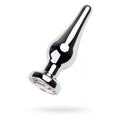 Анальный страз Metal by TOYFA, металл, серебристый, с кристаллом цвета алмаз, 10 см, Ø 3 см, 95 г