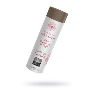 Съедобное масло для тела Клубника и Красный перец, 75мл. (иной угол)