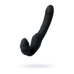 Безремневой страпон Black & Red by TOYFA с вибрацией, влагостойкий, силикон, чёрный, 35 см (иной угол)