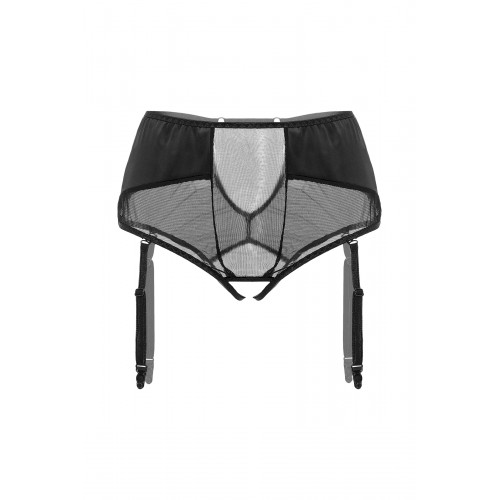 Эротические трусики-пояс для чулок Waname Elegance с высокой посадкой черные (46-48)