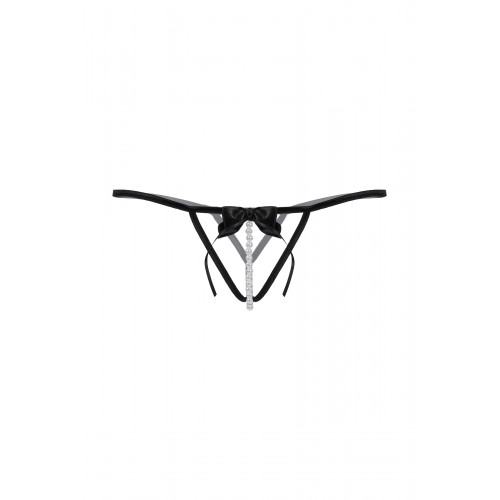 Стринги открытые с ниткой из бусин SoftLine Collection, черный, S/L