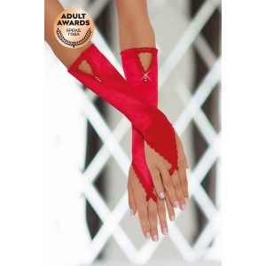 Перчатки атласные короткие SoftLine Collection, красный, S/L (иной угол)