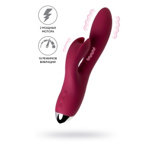 Вибратор с клиторальным стимулятором L'EROINA by TOYFA Mion, силикон, бордовый, 22 см (иной угол)