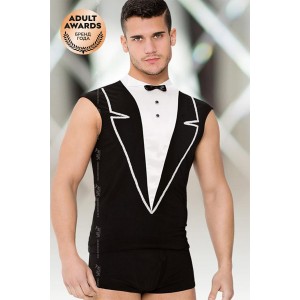 Костюм мужской SoftLine Collection (майка, шорты), черный, XL (иной угол)