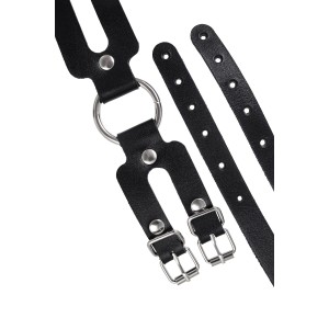 Наручники-браслеты Pecado BDSM, из двух ремешков, натуральная кожа, чёрные (иной угол)