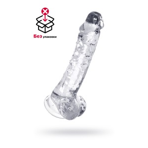 Реалистичный фаллоимитатор, TPE, прозрачный, 19 см (иной угол)
