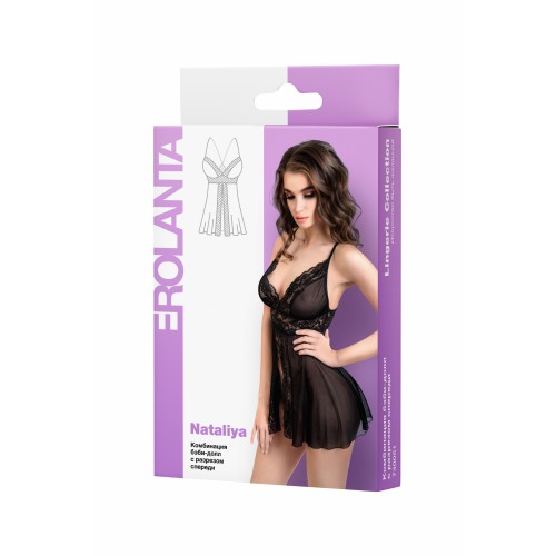 Комбинация бэби-долл с разрезом спереди Erolanta Nataliya, черная (46-48)